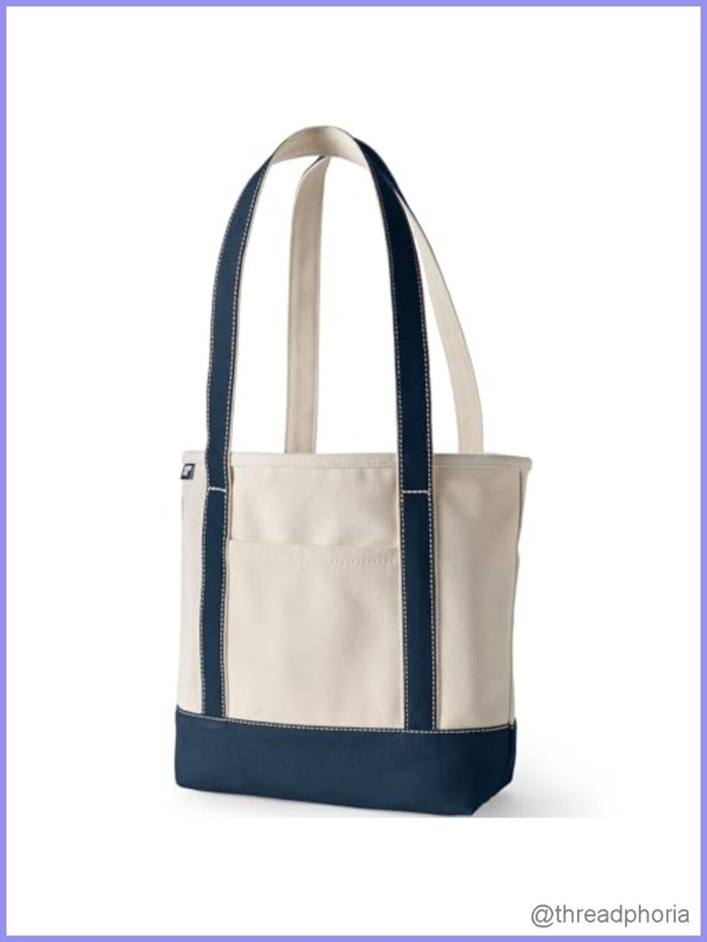 Lands' End Canvas Tote Bag Large Long Handle Cotton 500lb Capacity